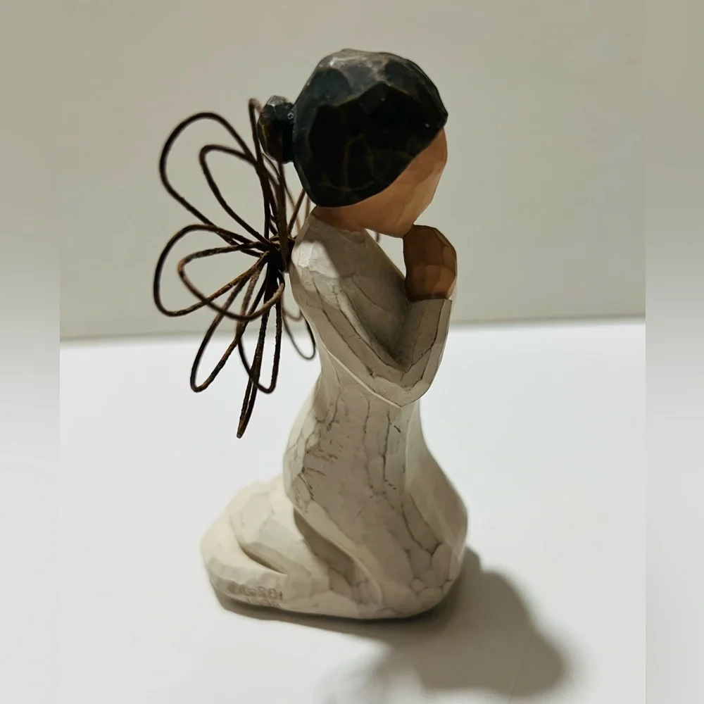 Willow Tree Figurines (2) Angels of Prayers 1999 and 2002 Metal Wings